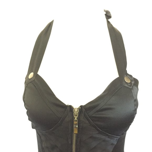 Entry Black Lace Up Corset Halter Dress Small - Picture 8 of 9